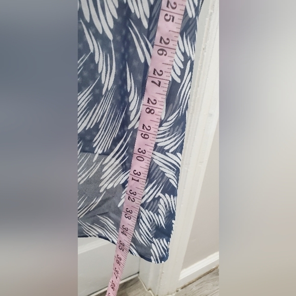 VINCE CAMUTO Women Long Chiffon Gown Top, Polkadot Striped Blue Patterned Top🌴 - Picture 4 of 5